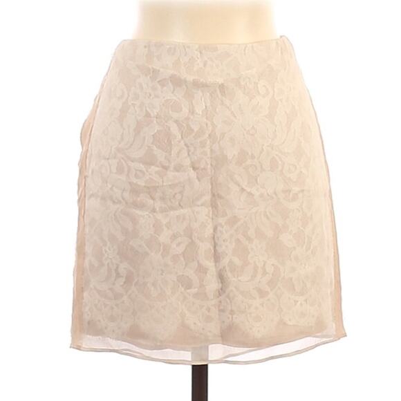 Haute Hippie Cream Lace Silk Mini Skirt Womens S Coquette Formal Bridesmaid - Picture 1 of 6